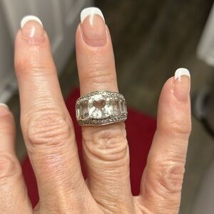 Ring white topaz rhodium over sterling silver ring Paula Deen size 6